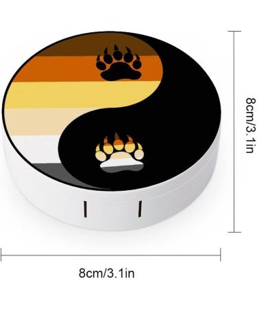 LGBT Pride Yin Yang Bear Paw Round Case For Contact Lens Kit Storage Box with Mirror Printed - Buy Online on GoSupps.com