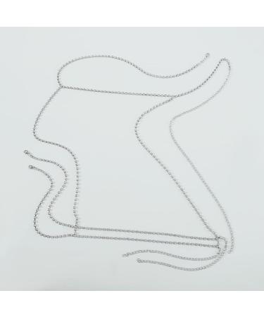 Rhinestone Leg Chain & Layered Body Chain - Silver Thigh & Tennis Belly Chain for Women - Sexy Party Beach Accessory - Buy Online on GoSupps.com