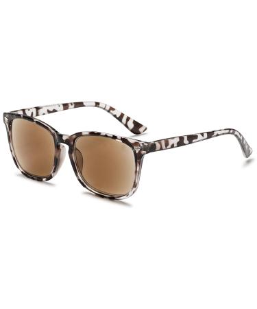 Vevesmundo Reading glasses with sun protection Town reading aid visual aid sunglasses sunny reading glasses with presumption women men 1 piece of gray leopard sunshine 4.0 x