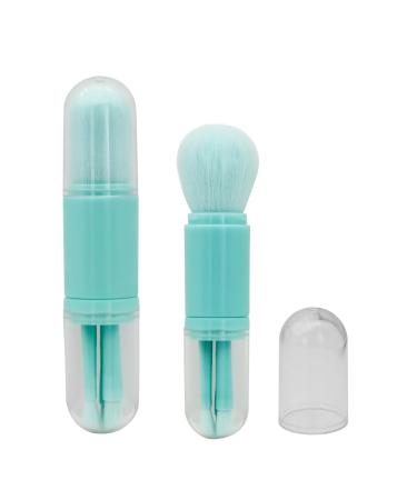 LuckyOpt Makeup Brushes Potable 4 in 1 Facial Make Up Tools for Travel Retractable Make up Brush Set Travel Brushes Makeup for Eyeshadow Highlight (Green)