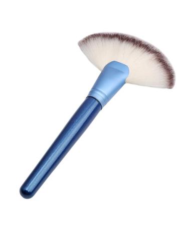 Generic Large Fan Makeup Brush Blending Highlighter Face Contour Powder Brush Blue Useful and Professional
