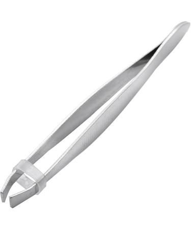 Hfourhnik 5X Silver Tone Slanted Flat Tip Metal Hair Eyebrow Tweezer Cosmetic Tool for Lady - Buy Online on GoSupps.com