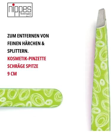 Nippes KOSMOS cosmetic tweezers green | curved tip | stainless steel | colourful lacquer | 9 cm long | fine tweezers | tear off eyebrow tweezers - Buy Online on GoSupps.com