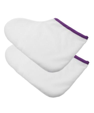 FRCOLOR 1pair Waxed Feet Paraffin Wax Feet Booties Spa Booties Holsters Paraffin Wax Feet Cover Bag Spa Feet Cover Paraffin Booties Foot Spa Liners Sock Fluff Dedicated White