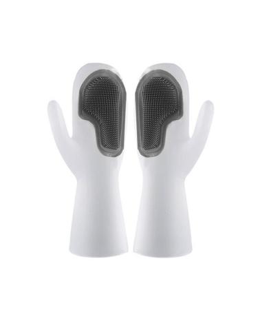 Magic Dish Washing Gloves Silicone Rubber Cleaning Brush Scrubber Kitchen Accessories (Grey)