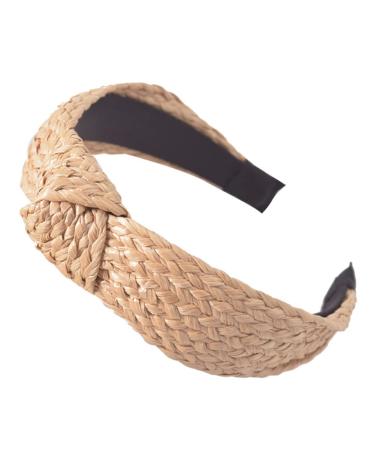 Wide Headbands Knotted Headband for Women  Rattan Straw Woven Head band Summer Knot Hairband Hair Accessories for Girls