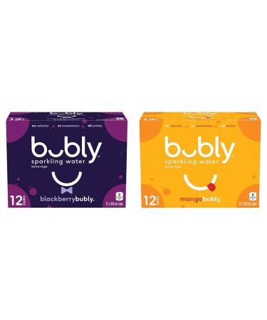 bubly Sparkling Water blackberrybubly 355 mL Cans 12 Pack & Sparkling Water mangobubly 355 mL Cans 12 Pack Blackberry Sparkling Water+ Sparkling Water mangobubly