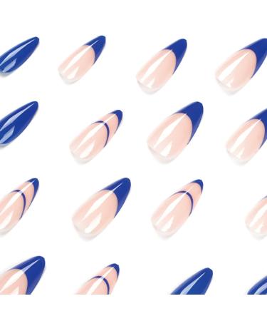 BABALAL Almond Press on Nails - Nude Glossy Medium Length 24Pcs Stiletto Acrylic Fake Nails - Blue French Glue on Nails NAILG-01 - Buy Online on GoSupps.com