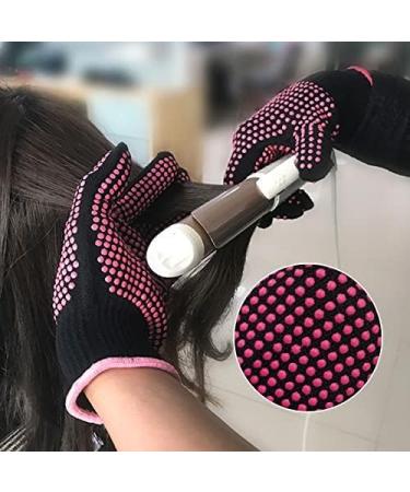 Heat Resistant Gloves - 2 Pairs Professional Mitts with Silicone Bumps for Hair Tools | Heatproof Protection for Flat Irons & Curling Wands - Buy Online on GoSupps.com