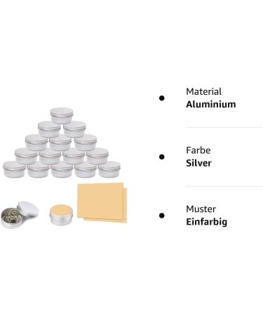 20 Pack 15ml Silver Aluminum Jars | Travel Cream Can with Screw Cap for Cosmetics Lip Balm Lotion Candles & Nail Art - Buy Online on GoSupps.com