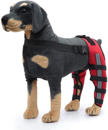 Dog Knee Brace Dog Double Rear Leg Brace with Metal Hinged Flexible Support and Reflective Seat Belts Dog Acl Brace Hind Leg|Red (S) - Buy Online on GoSupps.com