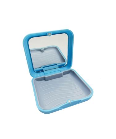 Orthodontic Box with Mirror Denture Box Retainer Case(Blue)