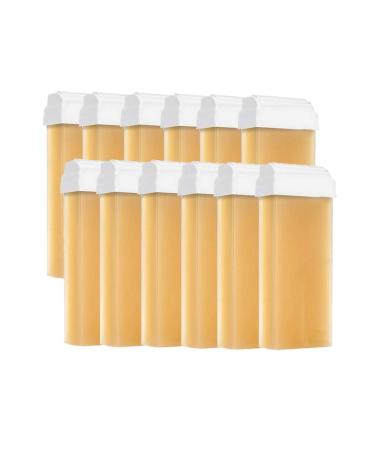 Purewax | 12 Honey Yellow Depilatory Wax Cartridges | Strip Hair Removal | Roll on 100ml | Professional | Legs | Arms
