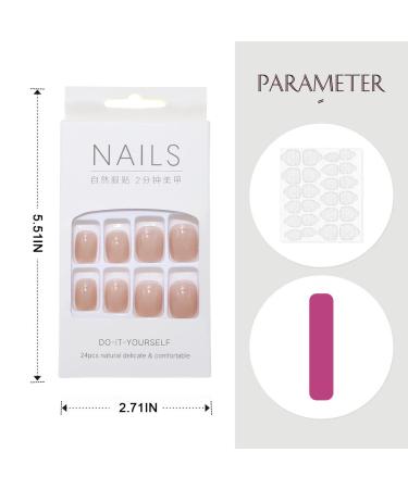 Handcess Square Shiny Nude Pink Press-On Nails - 24 Pieces Artificial Acrylic Short Nails for Women & Girls - Shop Internationally - Buy Online on GoSupps.com