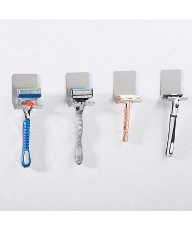 Advancethy razor holder for shower wall suspension self-adhesive hooks shower cell phone holder stainless steel razor hook stand bathroom at home kitchen organizer 4 packs 4 pieces