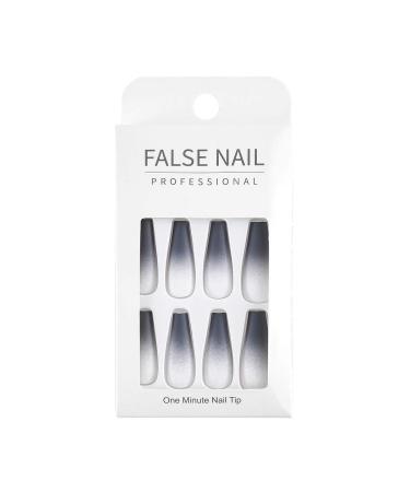 Sethexy Matt Ballerina False Nails | Long Coffin Gradient Acrylic Nail Tips - 24pcs Black Press-On Nails for Women & Girls - Buy Online on GoSupps.com