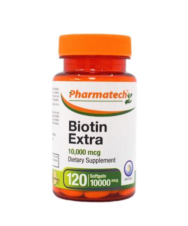 Biotin Vitamin for Hair Growth Biotin 10000mcg Improves Skin and Nails Quality Vitamin B7 Supplement for women Gluten Free 120 Softgels Pharmatech