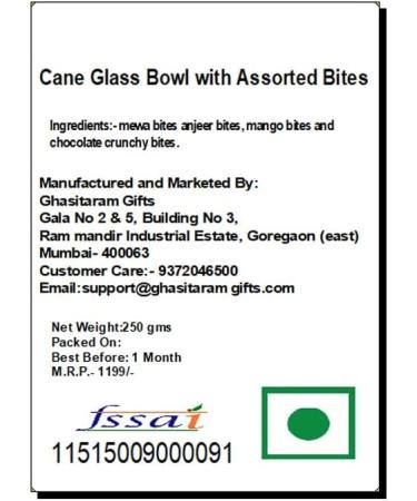 Ghasitaram Gifts Rakhi Gifts for Brothers Cane Glass Bowl with Assorted Bites with Rudraksh Rakhi - Buy Online on GoSupps.com