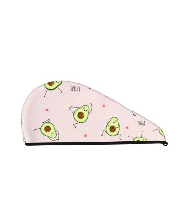 Avocado Doing Sport Yoga Microfiber Hair Towel Soft Super Absorbent Hair Towel Wrap for Women Coral Velvet Quick Dry Hair Cap for Long Curly Short and Thick Hair