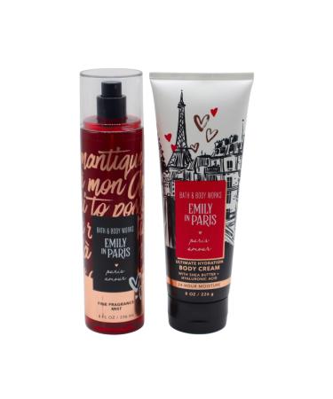 Bath & Body Works Emily in Paris PARIS AMOUR Fine Fragrance Mist & Body Cream 2pc Gift Set with a red bow for Holidays - Full Size - Buy Online on GoSupps.com