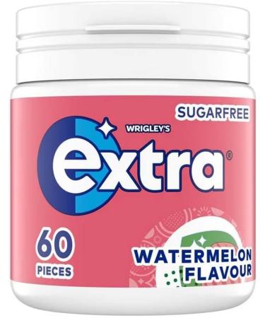 Wrigleys 5 x 60pc Chewing Gum With Welari Thank You Card Fruit Watermelon Flavour Extra Sweet Bubble Snack Sugar FREE (300pc) (5pack) - Buy Online on GoSupps.com