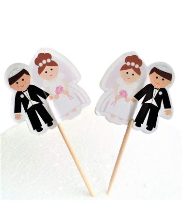Various Designs of Cupcake Toppers Set of 12 (Jewish Wedding Couple)