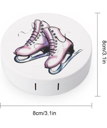 Cartoon Ice Skating Skates Round Case For Contact Lens Kit Storage Box with Mirror Printed - Buy Online on GoSupps.com