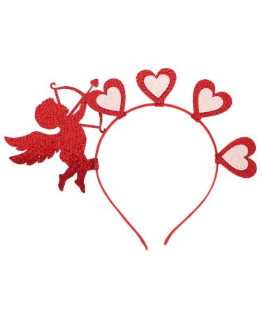 minkissy Heart Headband Valentines Day Headpieces Sequin Cupid Hair Band Red Love Heart Hair Band for Women Girls Halloween Valentine's Day Party Red