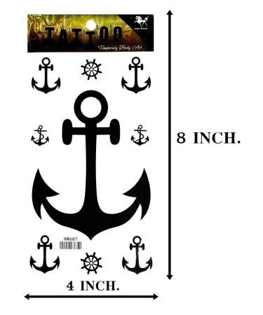 ONCEX 3 Sheets Black Anchor Temporary Tattoos - Realistic Pirate Sailor 3D Tattoo Design for Men and Women - Buy Online on GoSupps.com