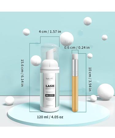 Eyelash Extension Shampoo 120ml & Brush - Gentle Foam Cleanser for Natural Lashes, Paraben & Sulfate Free - Ideal for Salon and Home Use - Buy Online on GoSupps.com