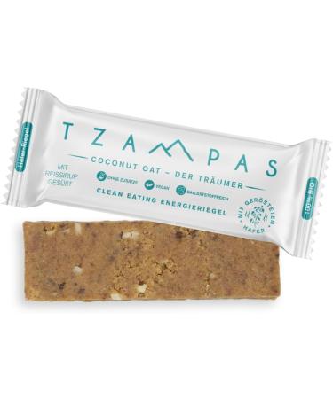 TZAMPAS Clean Eating Coconut Oat Energy Bars - The Dreamer (16 x 40 g) - With Coconut and Chocolate - Organic Vegan No Additives. - Buy Online on GoSupps.com