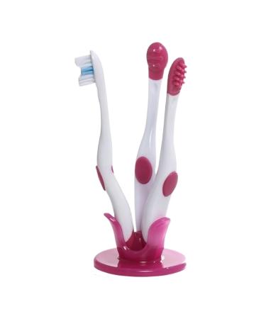 Quality Baby Dental Care Learning Set 3-piece soft baby learning toothbrush dental care Color: Pink
