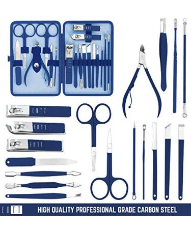 ENTT 18 PC Rubberized Finish Manicure Pedicure Kit for Men and Women - Premium Quality All Purpose Grooming Tools Set - Travel and Home Professional Tool Kit (Blue Case) - Buy Online on GoSupps.com