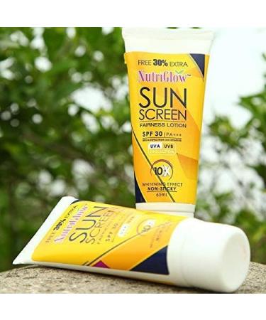 Nutriglow Sunscreen Fairness Lotion SPF 30 Pa+++for Glowing Healthy Nourished SkinLong Lasting FragranceParaben and Sulphate Free65 Ml - Buy Online on GoSupps.com