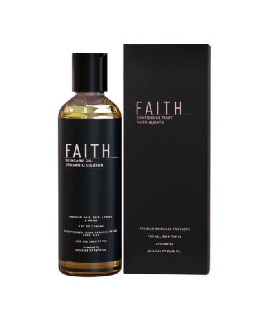 Faith Co. USDA Castor Oil Organic Cold Pressed Hexane Free For Hair Body & Face - 100% Pure - Healthy Hair Lashes Brows - Vegan Hair & Eyelash Serum Oil 240ml Organic Castor Oil