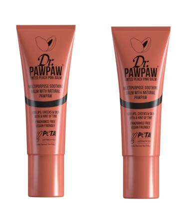 Dr PawPaw Peach Pink Multipurpose Soothing Tinted Balm Set - Balm for Lips Cheeks Eyes - Tinted Lip Balm - Moisturizer with Pawpaw - 2 pc