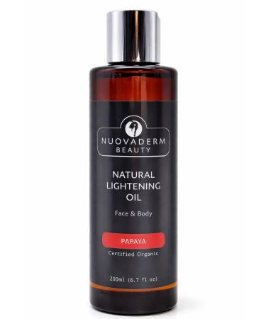 NUOVADERM Natural Brightening Oil with Papaya Vitamin C & Vitamin E for All Skin Types - Anti-Aging Brightening Serum for Face & Body - Moisturizing Face Oil for Fine Lines Skin Rejuvenation