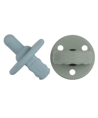 Soother Pacifier 4-Pack - Food Grade Silicone with Handle, 3 Holes for Added Safety, BPA Free (Sage x2 / Ether x2) - Buy Online on GoSupps.com