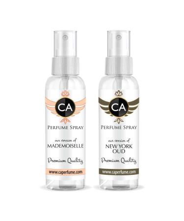 CA Perfume Impression of (Mademoiselle + New York Oud) Travel Size Sample Fragrance Refillable Atomizer Long Lasting Eau de Parfum (Cologne) Sprayer / 2 Fl Oz/ 60 ml Coco Mademoiselle + New York Oud Impression