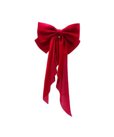 DRESSOOS Satin Ribbon Hairpin Hair Clips for Bows for Hair Giant Bow Hair Clips Red Hair Bow Hair Clips for Makeup Barrettes for Thick Hair Large Hair Bows for Dense Miss Holder