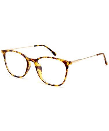 Gaoye Blue Light Blocking Glasses Women Men, Computer Gaming Eye-glasses Anti UV Nerd Fashion Square Fake Eyewear Frames (Leopard Frame/Gold Temples)