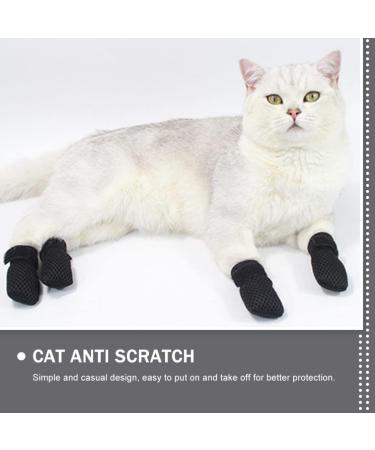 Hemoblo Cat Claw Covers - Breathable Mesh Scratch Protection 4 Pcs - Black Paw Caps for Fur Care & Bathing (10x9x0.5cm) - Buy Online on GoSupps.com