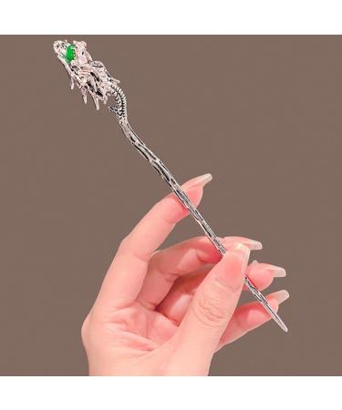 Lurrose Hair Stick Dragon Hair Pin Chinese Women Hair Chopstick Vintage Hair Stying Pin for Hair Diy Accessory (Silver) - Buy Online on GoSupps.com