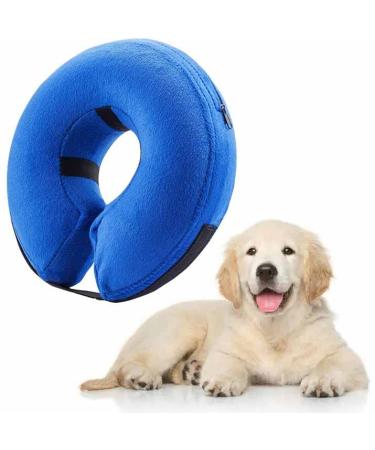 zukent Inflatable Pet Protection Cover Recovery Collar Pet Collar Cone Soft Adjustable Comfy Quick Release Dog Donut Collar Washable Protective Collar for Dogs Cats to Stop Licking Wounds(L)