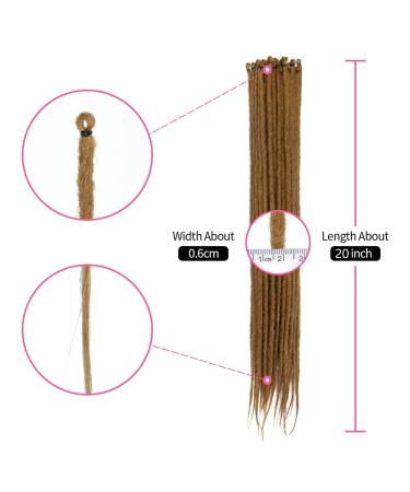 20 Inch Synthetic Dreadlocks Extensions - 20 Strands Pack Soft Crocheted Braided Hair Light Brown Reggae Hip-Hop Style - Buy Online on GoSupps.com
