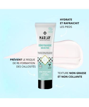Marlay Cosmetics New Skin Cream 100 ml - Dry & Damaged Foot Cream - Moisturizing & Antiperspirant - 99% Natural Origin - Prevents Calluses and Cuticles - Made in France - Buy Online on GoSupps.com