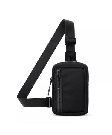 Dongker Sling Crossbody Bag small waterproof shoulder bag men/women shoulder bag breast pocket with adjustable straps for hiking traveling climbing etc. Black