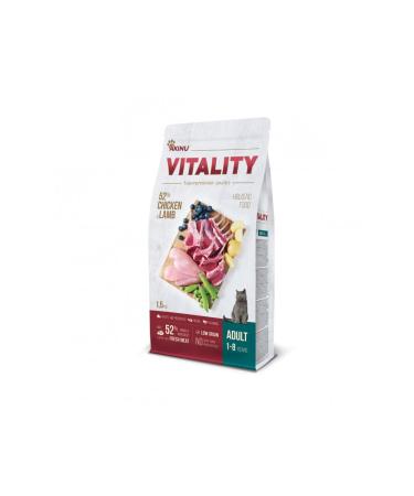 Akinu Vitality Holistic Adult Cat Food Chicken & Lamb – Super Premium Grain Free Holistic Food for Healthy Skin & Coat 1.5kg