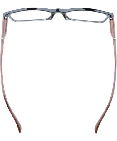 Eyekepper Spring Hinges Reading Glasses - Wood Look Arms Crystal Clear Vision +1.75 Magnification - Stylish Black/Brown Frames for Men & Women - Buy Online on GoSupps.com