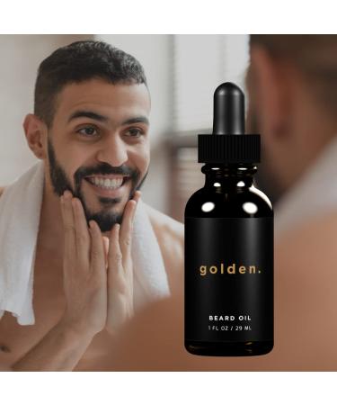 Golden Grooming Co. Beard Oil for Men | Organic Beard Moisturizer & Growth Oil | All-Natural Formula with Vitamin E - 1 fl oz - Buy Online on GoSupps.com